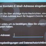 Eingabe einer E-Mail-Adresse für das Eltern-Konto