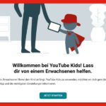 youtube Kinder-App – Willkommensseite beim Erstzugang